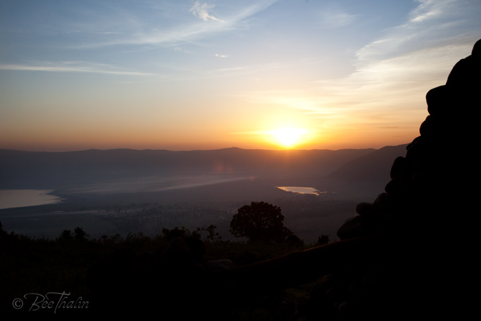 Solnedgång vid Ngorongoro-kratern